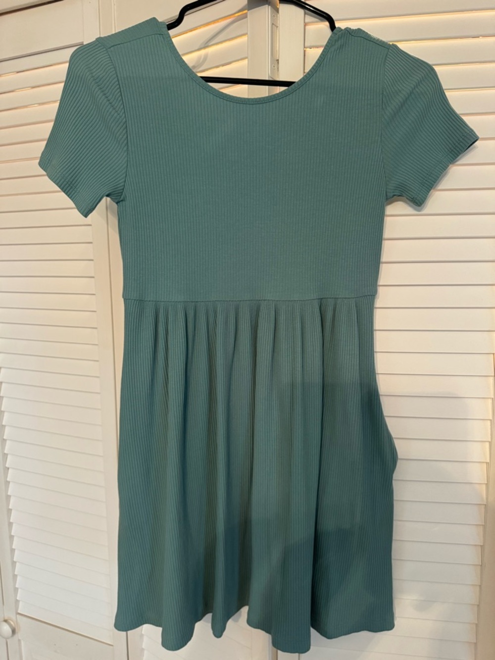 Old Navy Short Sleeve Teal Ribbed Skater Dress